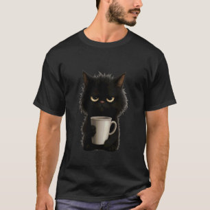 T-shirt Tasse à café chat noir grincheux design humeur du