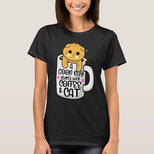 T-shirt Tasse à café Chat Orange Chat (Devant)