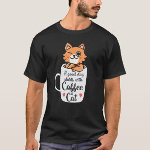 T-shirt Tasse à café chat orange drôle - Cadeaux pour amat