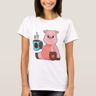 T-shirt Tasse à café Cochon