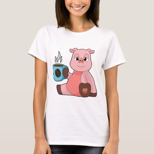 T-shirt Tasse à café Cochon (Devant)