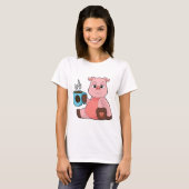 T-shirt Tasse à café Cochon (Devant entier)