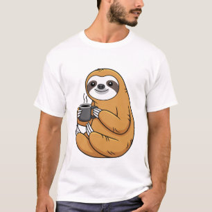 T-shirt Tasse à café de paresseux Matin d'animal lent mi