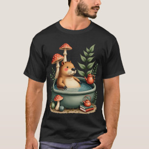 T-shirt Tasse à eau lente Capybara Cottagecore Aquarelle M