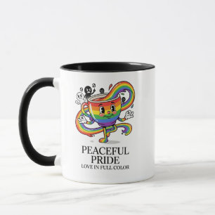 T-Shirt Tasse de Café Arc-en-Ciel Rétro Paisible F