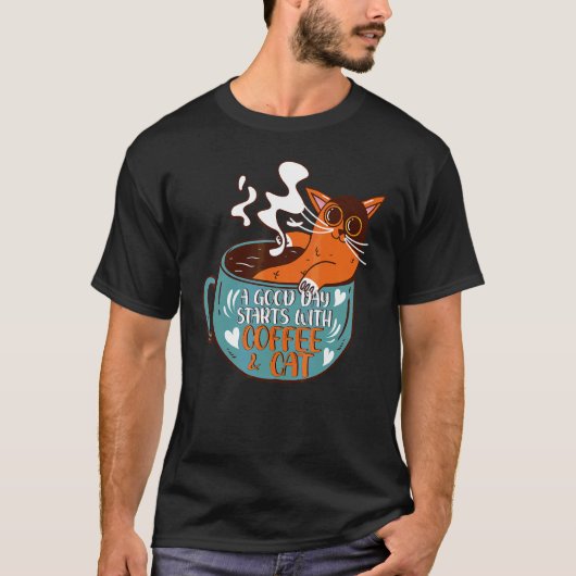 T-shirt Tasse de café chat chat (Devant)