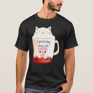 T-shirt Tasse de café chat crème Chat de Neko Tasse à ca