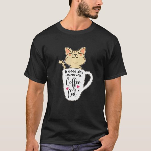 T-shirt Tasse de café Chat Orange Chat (Devant)