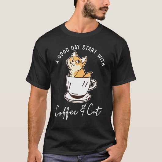 T-shirt Tasse de café Chat Orange Chat (Devant)
