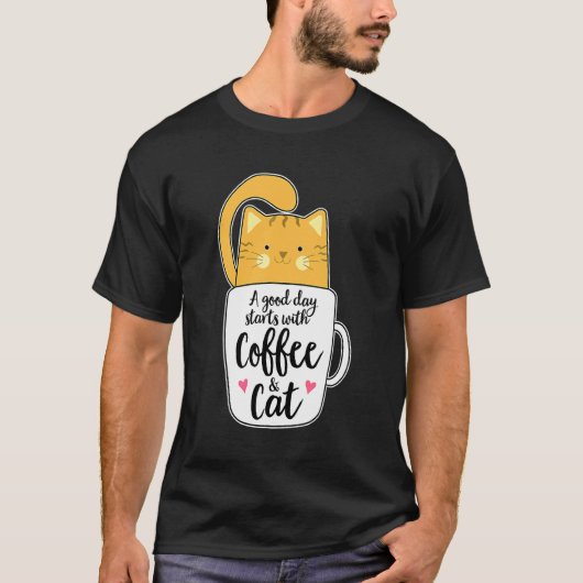 T-shirt Tasse de café Chat Orange Chat (Devant)