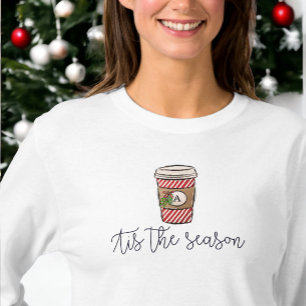 T-shirt Tasse de café de Noël avec monogramme 'C'est la sa