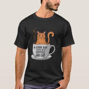 T-shirt Tasse de café drôle de chat orange amateur de chat