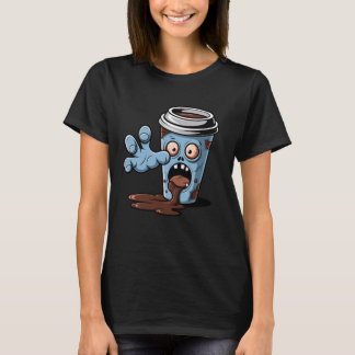 T-shirt Tasse de café zombie dessin animé pour les accros 