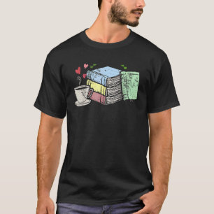 T-shirt Tasse De Thé Café Et Livre Lecteur Nerd