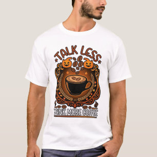 T-shirt Tasse Moins Boire Plus Café Citrouilles Halloween