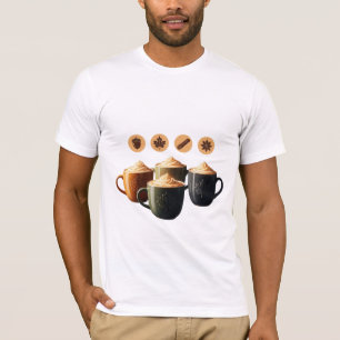 T-shirt Tasses de café à l'automne confortable Latte