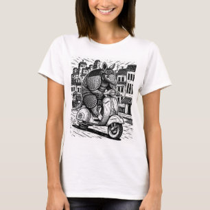 T-shirt Tatou à travers la ville sur un Vespa