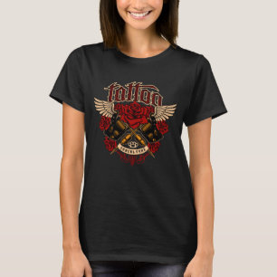 T-shirt Tatouage Ancienne École Sous Culture Roses Poings 