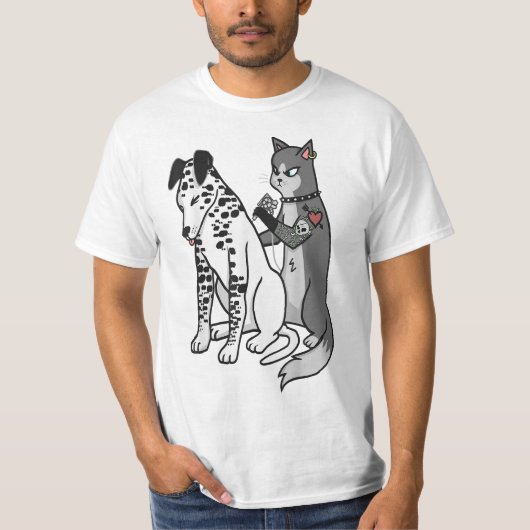 T-shirt Tatouage Chat Enked Dalmatie Cartoon Drôle Graphiq (Devant)