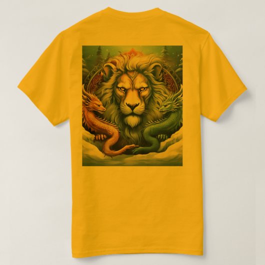 T-shirt tatouage concevoir un lion et le dragon sur la nei (Design dos)