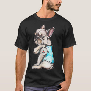 T-shirt Tatouage de Bouledogue français J'aime maman drôle
