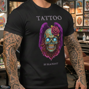 T-shirt Tatouage de crâne ailé Tatoueur Boutique Professio