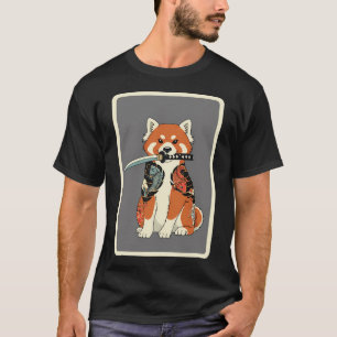 T-shirt Tatouage de Panda Rouge Samouraï