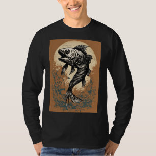 T-shirt tatouage d'os de poisson les deux côtés hommes man