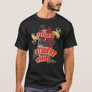 T-shirt Tatouage du crâne encré et des roses rouges du col