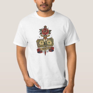 T-shirt Tatouage flash de rose au poignard d'argent à hau