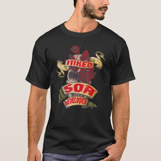 T-shirt Tatouage Soa Developer Enked Skull & Red Roses (Devant)