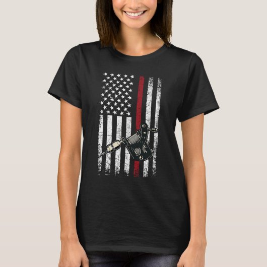 T-shirt Tatouage Tatouage Artiste USA Drapeau Tatouage fil (Devant)