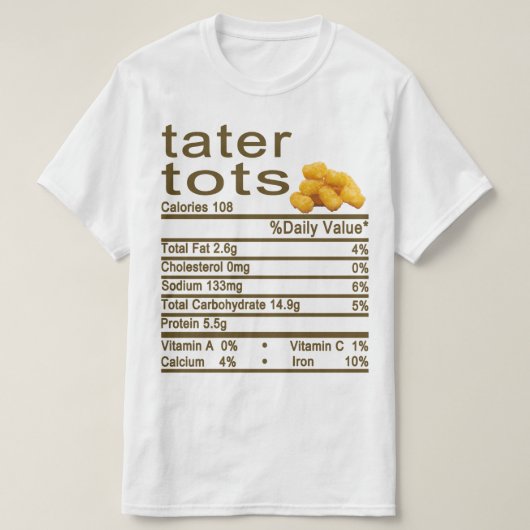 T-shirt tatouage tots Nutrition Facts étiquette (Design devant)