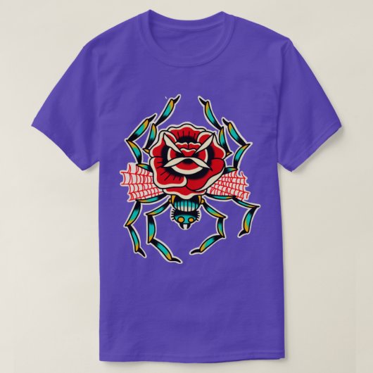 T-shirt tatouage traditionnel rose Spider (Design devant)