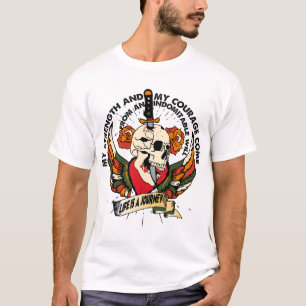 T-shirt tattoo strenght and courage  aile tête de mort cra