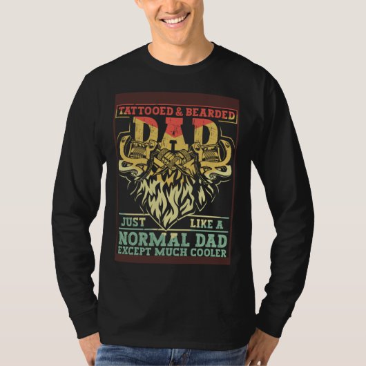T-shirt Tattooed & Bearded Dad Humor Funny Father's Day 2 (Devant)