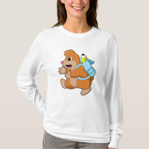 T-shirt Taupe comme Étudiant avec Cartable