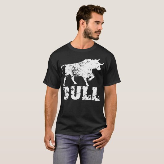 T-shirt Taureau a affligé la pièce en t (Devant entier)