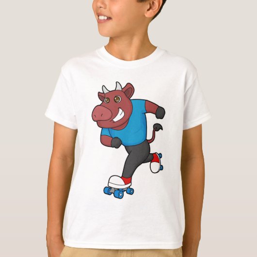 T-shirt Taureau à Patinage en ligne avec Patins à rouleaux (Devant)