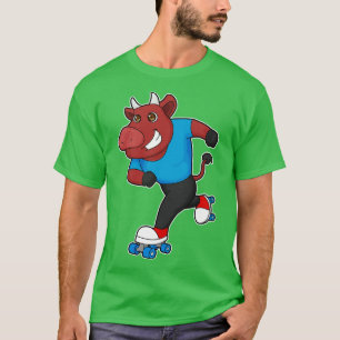 T-shirt Taureau à Patinage en ligne avec Patins à rouleaux