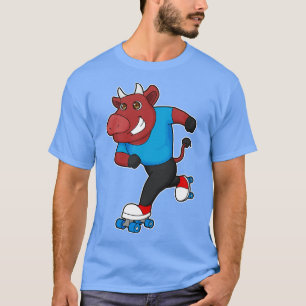 T-shirt Taureau à Patinage en ligne avec Patins à rouleaux
