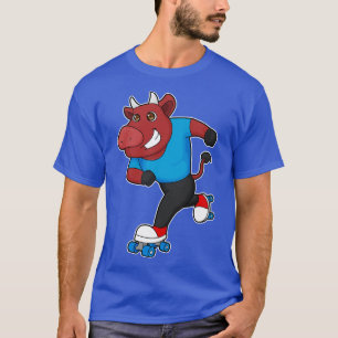 T-shirt Taureau à Patinage en ligne avec Patins à rouleaux