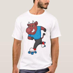 T-shirt Taureau à Patinage en ligne avec Patins à rouleaux