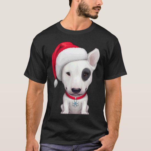T-shirt Taureau blanc anglais avec patchs d'oeil noir (Devant)