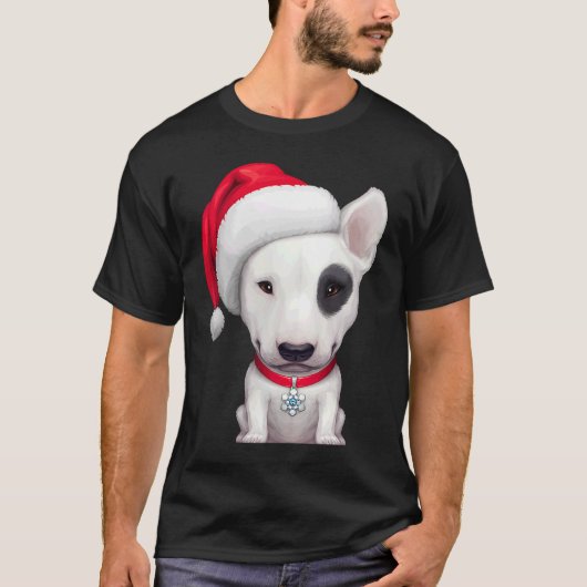 T-shirt Taureau blanc anglais avec patchs d'oeil noir (Devant)