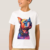T-shirt Taureau coloré Terrier Conception Cyberpunk, (Devant)