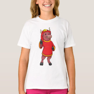 T-shirt Taureau en pompier avec casque