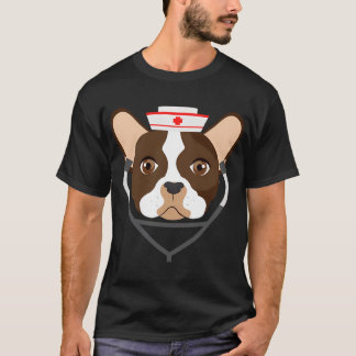 T-shirt Taurillon Bouledogue Brun avec Chapeau d'Infirmièr