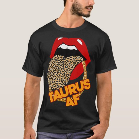 T-shirt Taurus AF Lèvres léopard Astrologie Anniversaire F (Devant)