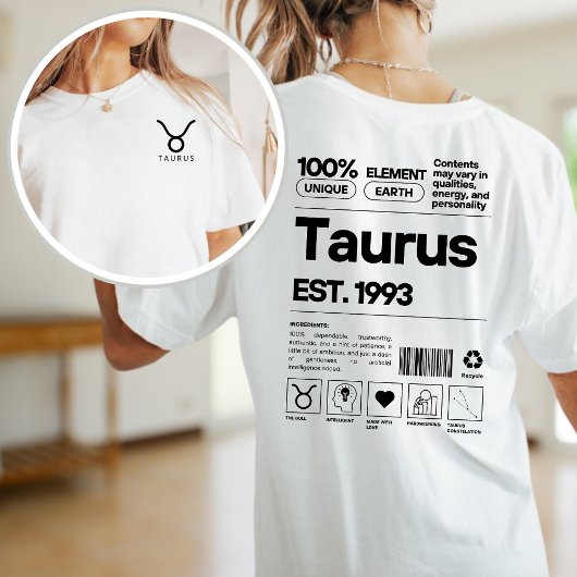 T-shirt Taurus Custom Zodiac Astrologie Anniversaire Mai
